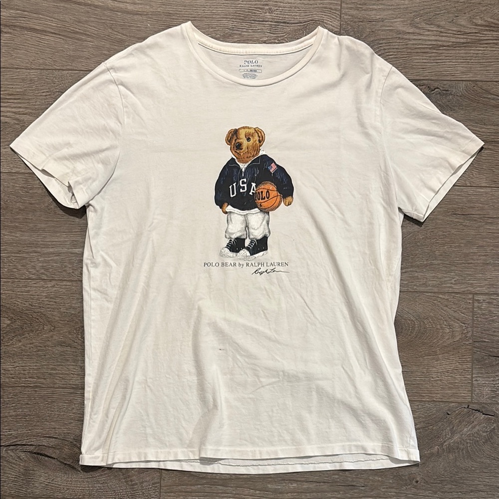 Ralph Lauren White Short Sleeve Tee with Graphic Design